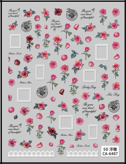 5D Self-Adhesive Nail Art Stickers - Rose 6487