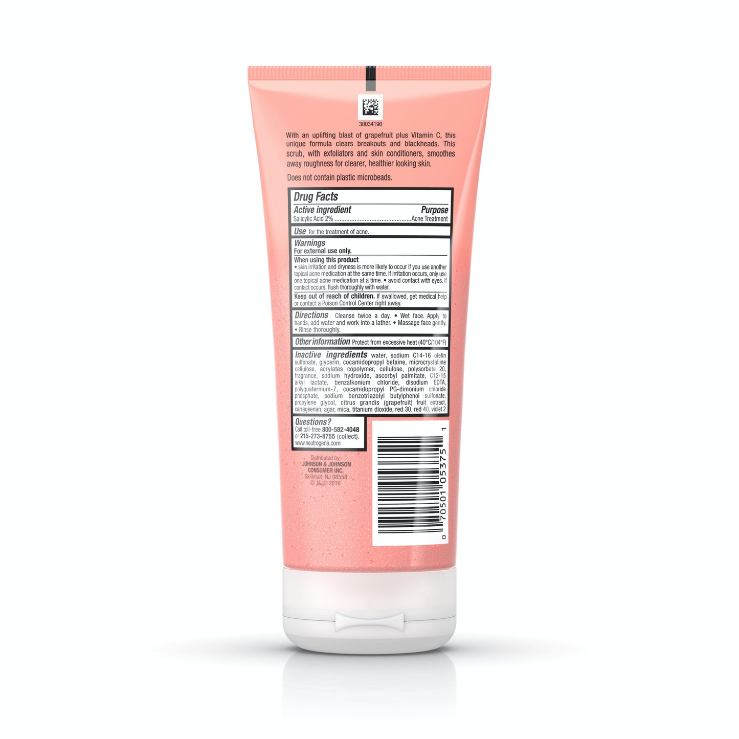 Oil-Free Acne Wash Pink Grapefruit Foaming Scrub 6.7 Fl Oz