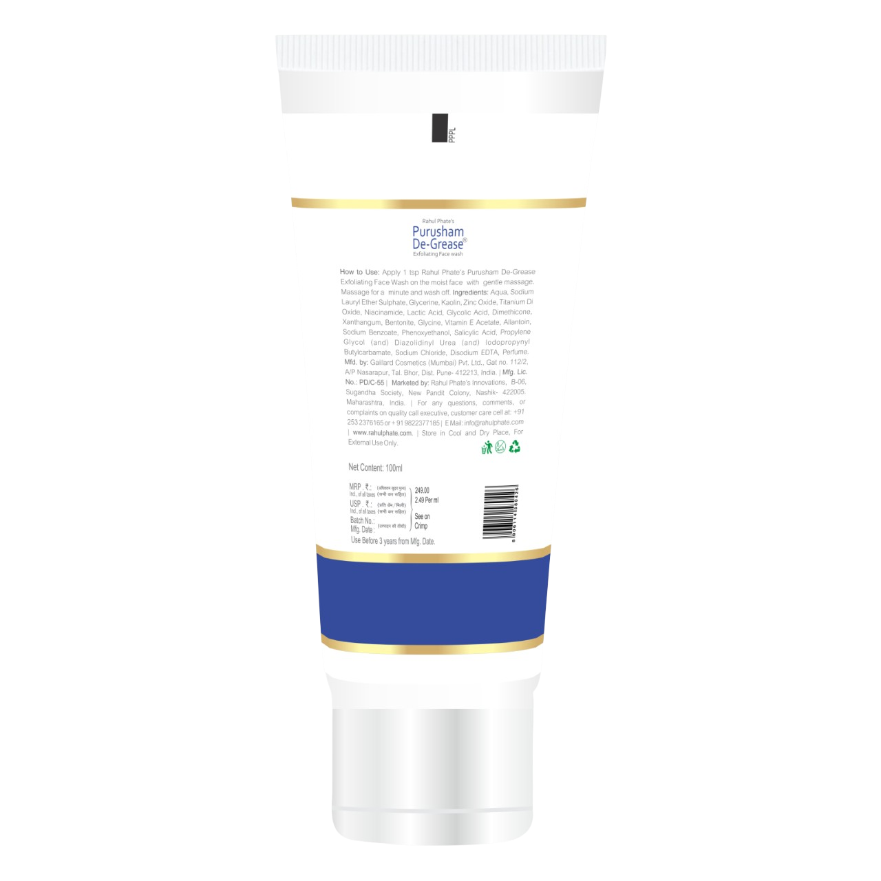 Purusham De-Grease Face Wash - 100 ml