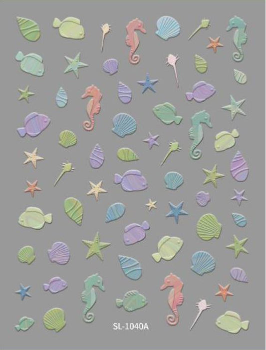 5D Self-Adhesive Nail Art Stickers - Sea Life 1040