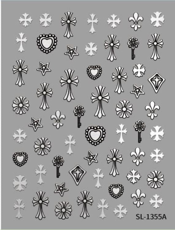 5D Self-Adhesive Nail Art Stickers - Cross 1355