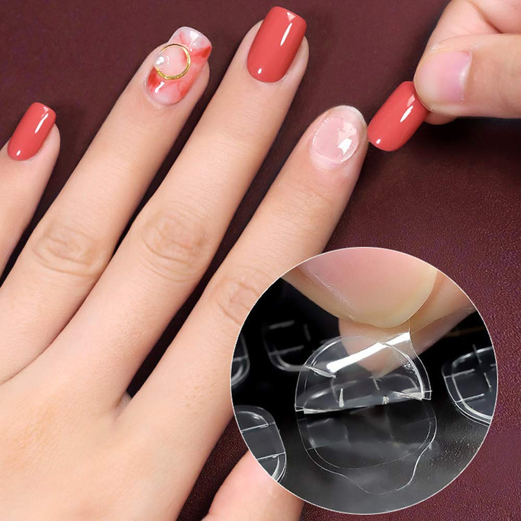 Acrylic/ Press-on Designer Nails with Glue Tabs | Artificial Nails Under 50 - Heart French Tips