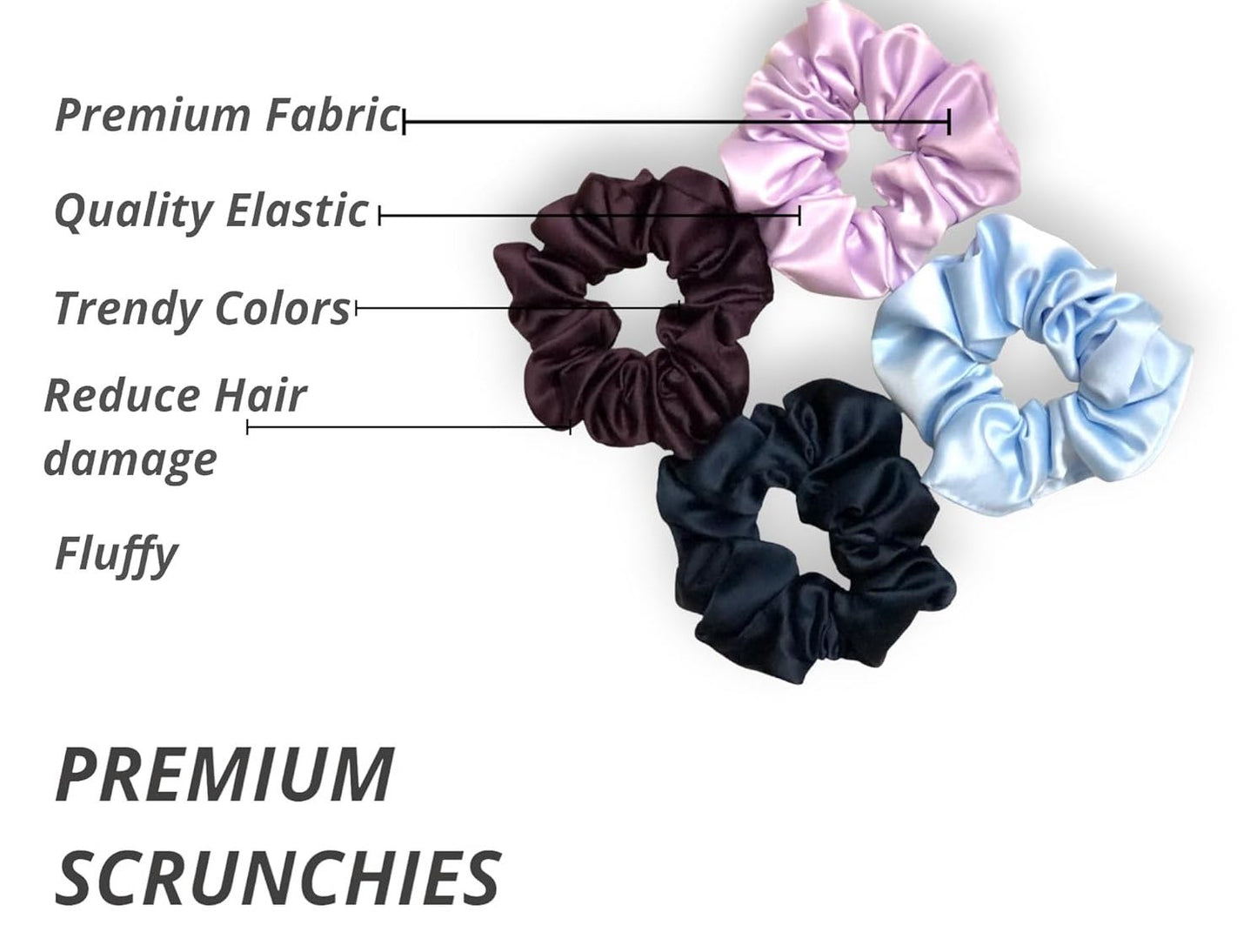 Set of 2 Luxury Satin Scrunchies - Pink n Blue