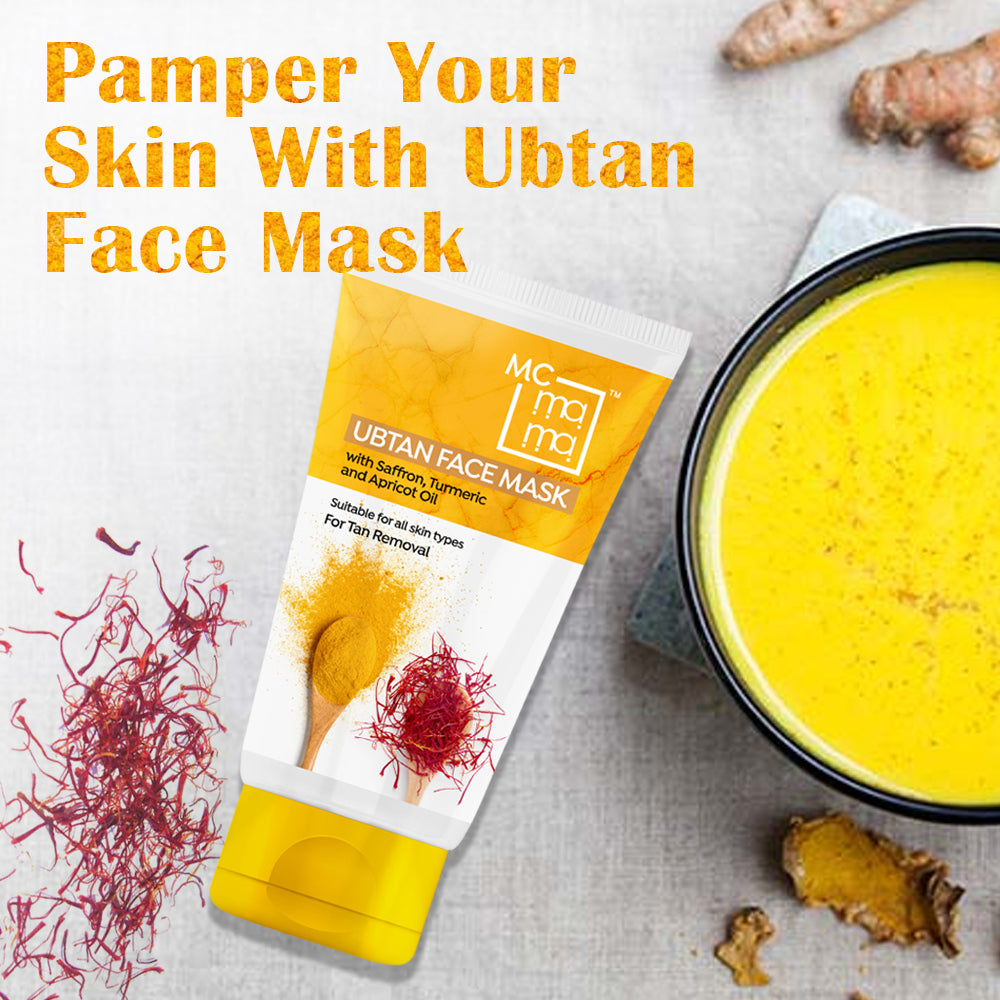 Ubtan Face Mask Tan Removal & Blemish Minimising Face Mask | Tanning & Glowing Skin | Fairness | Face Brightening Ubtan Face Mask With Saffron & Turmeric | 200g