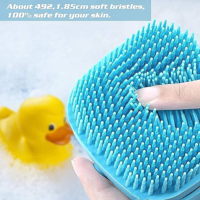 Silicone Body Brush - Bathing Brush for Skin Deep Cleaning Massage, Dead Skin Removal Exfoliating, for Men & Women (Mint Green) (Bath Brush with Soap Dispenser)