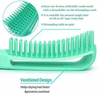 Detangler Hair Comb Brush for Adults and Kids Wet & Dry Hair, Removes Knots and Tangles Pain Free