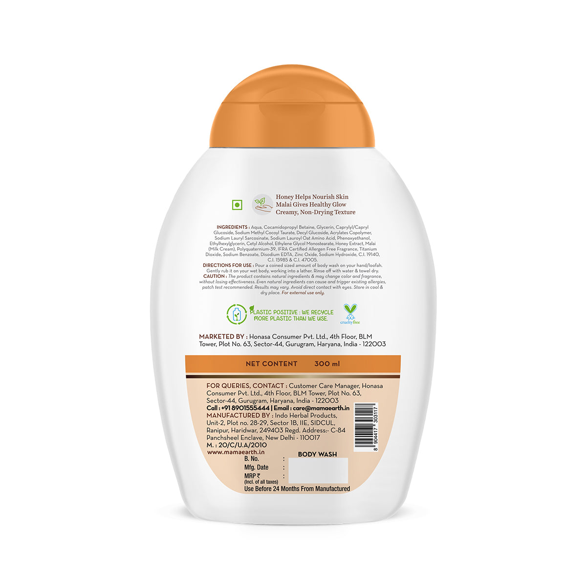 Honey Malai Body Wash with Honey & Malai for Nourishing Glow - 300 ml | Gently Cleanses | Replenishes Moisture