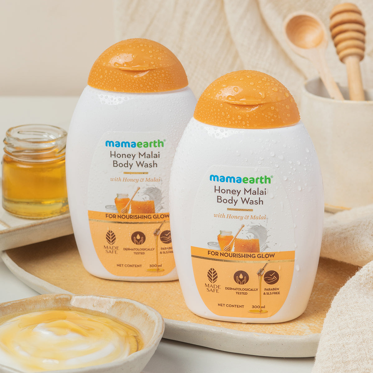Honey Malai Body Wash with Honey & Malai for Nourishing Glow - 300 ml | Gently Cleanses | Replenishes Moisture