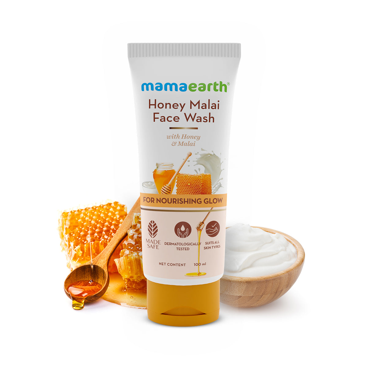 Honey Malai Face Wash with Honey & Malai For Nourishing Glow - 100 ml | Gently Cleanses | Makes Skin Glow