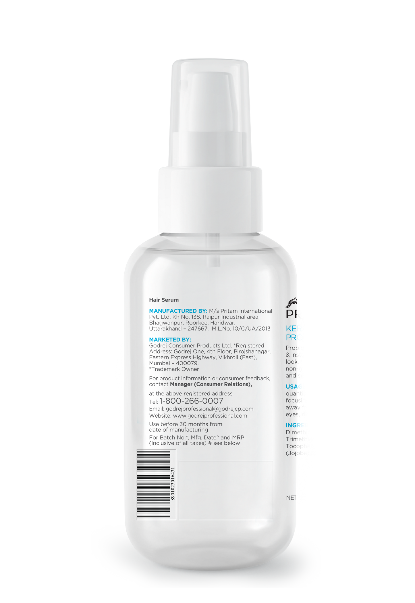 Probio Keratin Revive Shine Serum - 100 ml + Press-On nails Plain White under 50