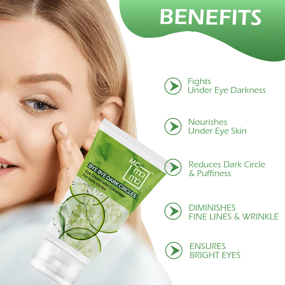 Bye Bye Dark Circles Eye Cream For Unisex | Reduces Puffiness & Fine Lines | With Curcumber,Almond,Grape Seed,Wheat germ | 60g