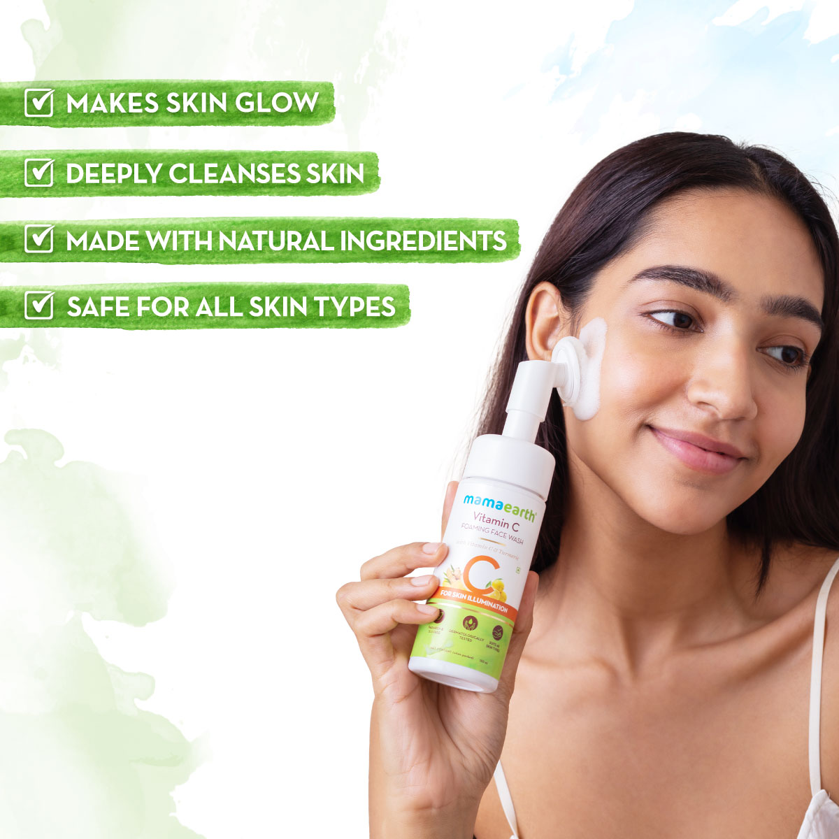 Vitamin C Foaming Face Wash with Vitamin C and Turmeric for Skin Illumination - 150ml Deeply Cleanses | Brightens Skin | Makes Skin Glow