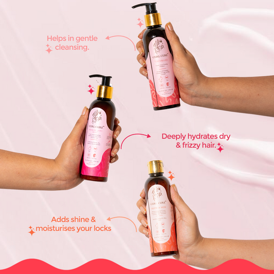 3 STEP CURL ROUTINE - SHAMPOO, DEEP CONDITIONER & CURL CREAM + FREE SCALP MASSAGER!