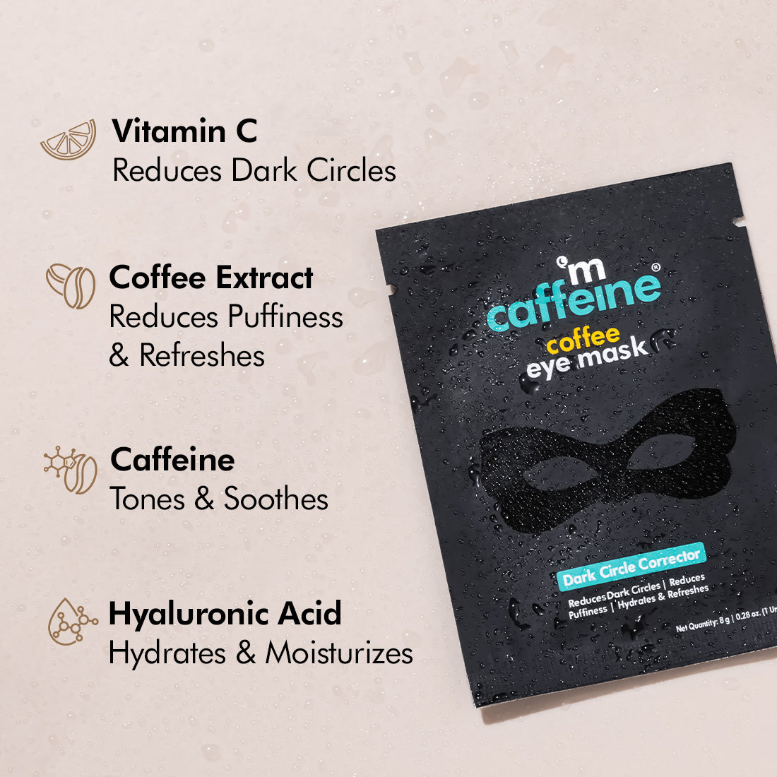 MCaffeine Coffee Eye Mask for Dark Circles & Puffiness with Vitamin C & Caffeine - 2x Hydration