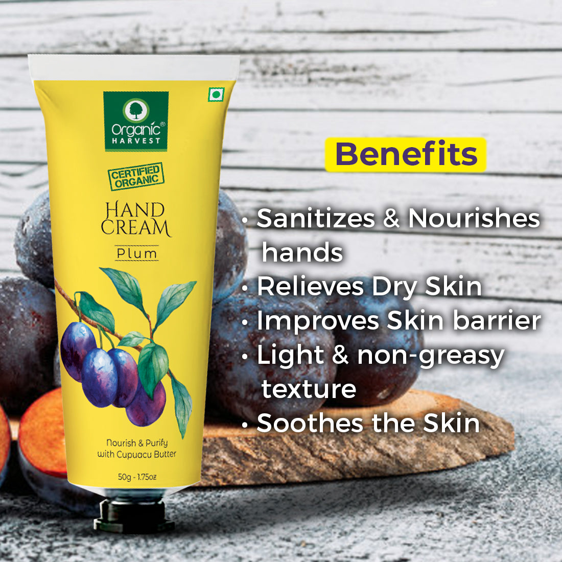 Hand Cream, Plum, Nourish & Purify with Cupuacu Butter, 50gm