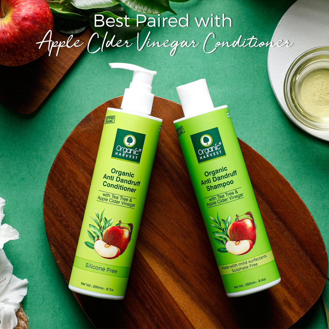 Apple Cider Vinegar & Tea Tree Oil Anti Dandruff Shampoo, Sulphate And Paraben Free Shampoo, for Itchy and Dry Scalp, 250 ml