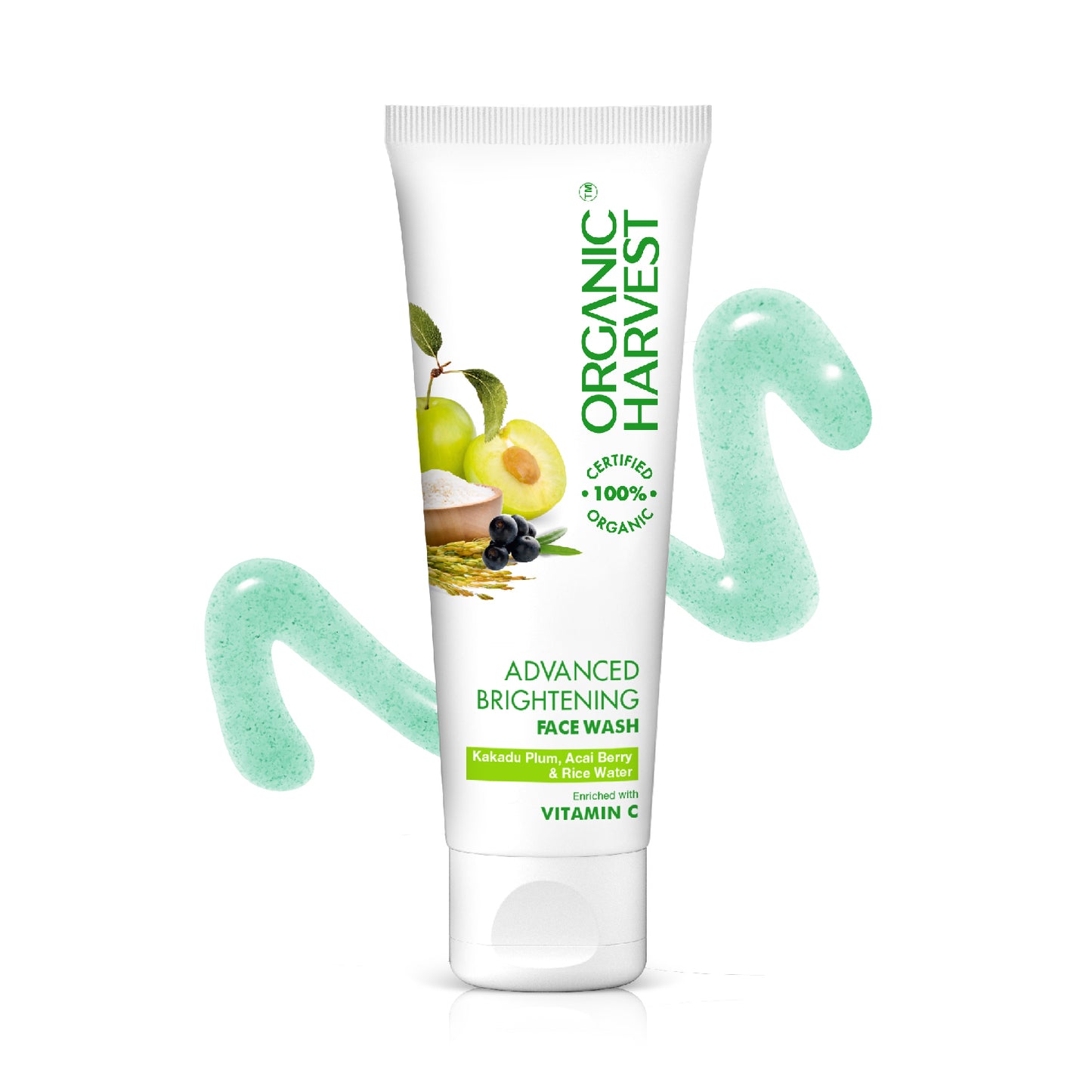 Advanced Brightening Face Wash: Kakadu Plum, Acai Berry & Rice Water | Vitamin C Face Wash | Acne Face Wash | Tan Removal Face Wash | 100% American Certified Organic