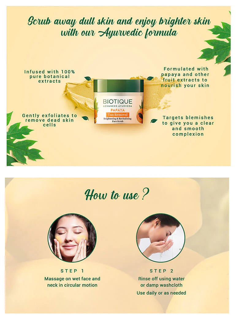Papaya Tan Removal Brightening & Revitalizing Face Scrub