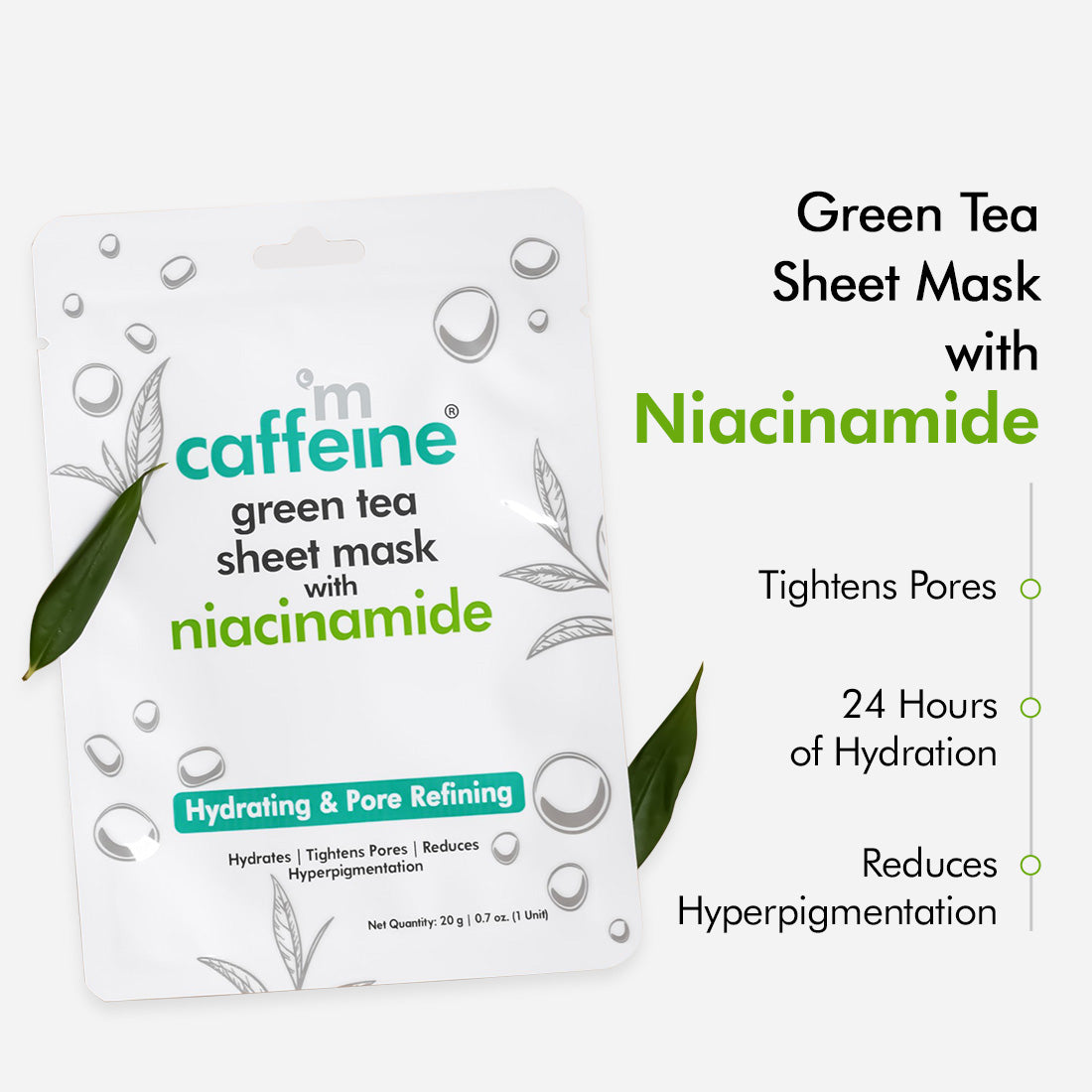 mCaffeine Green tea sheet mask (Pack of3)