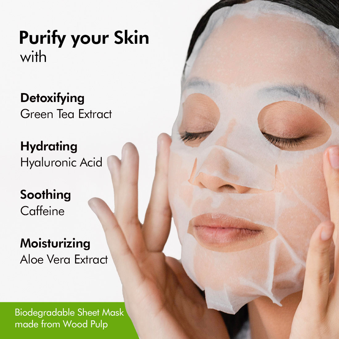 mCaffeine Green tea sheet mask (Pack of3)