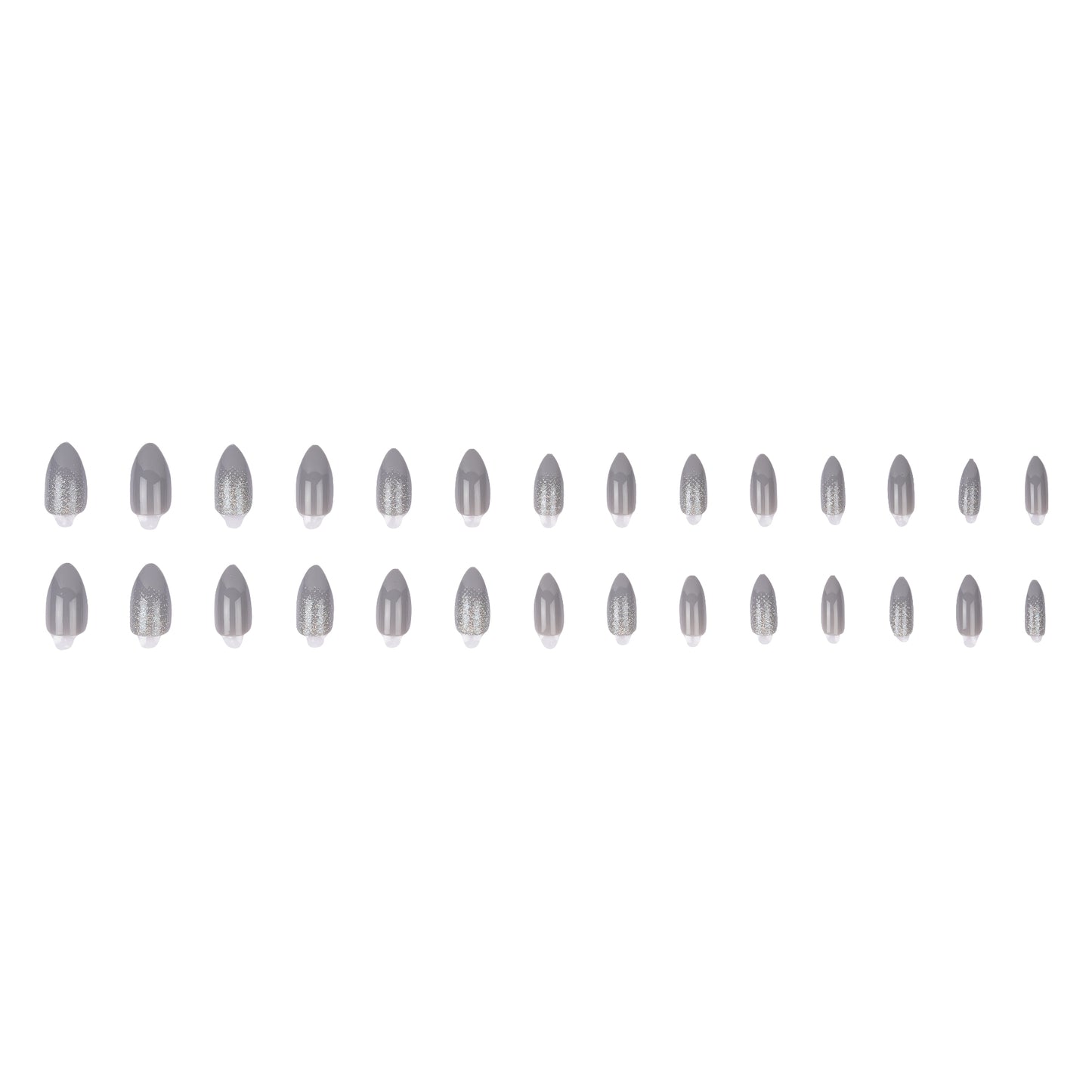 Stick On Nails |  Dove Gray Artificial Acrylic Fake Press on Nails With Quick Dry Glue