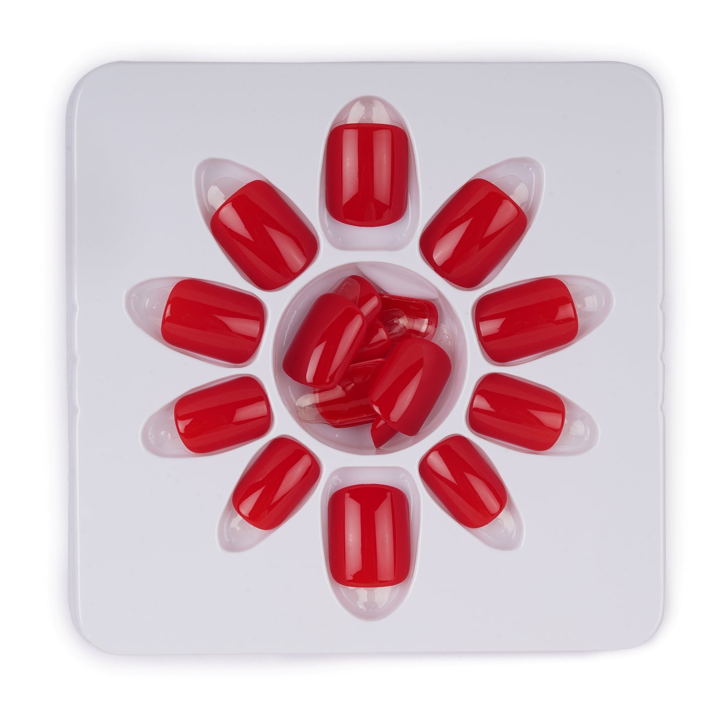 Stick On Nails | Red Artificial/Fake Reusable Press on Nails With Quick Dry Nail Glue