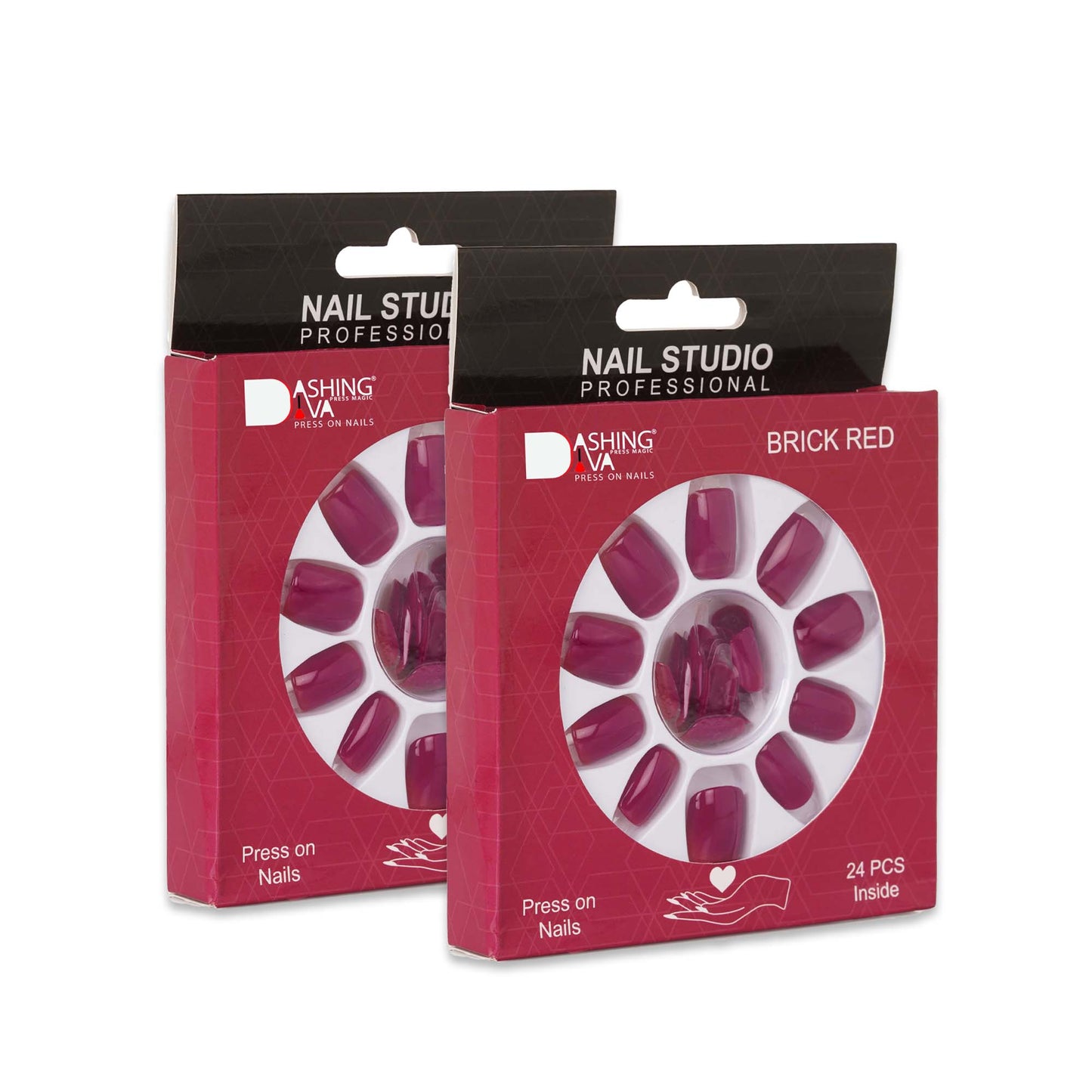 Stick On Nails | Brick Red Artificial Reusable Press on Nails With Quick Dry Nail Glue