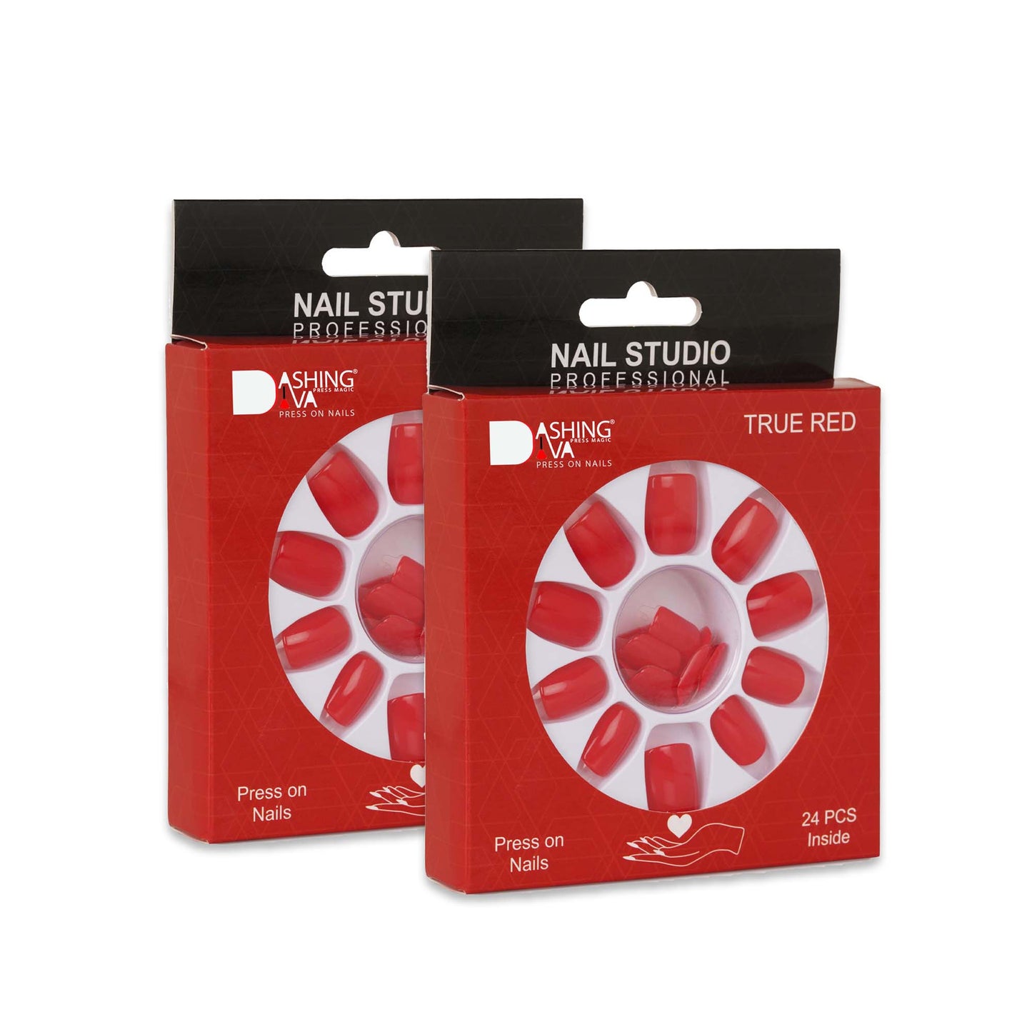 Stick On Nails | Red Artificial/Fake Reusable Press on Nails With Quick Dry Nail Glue