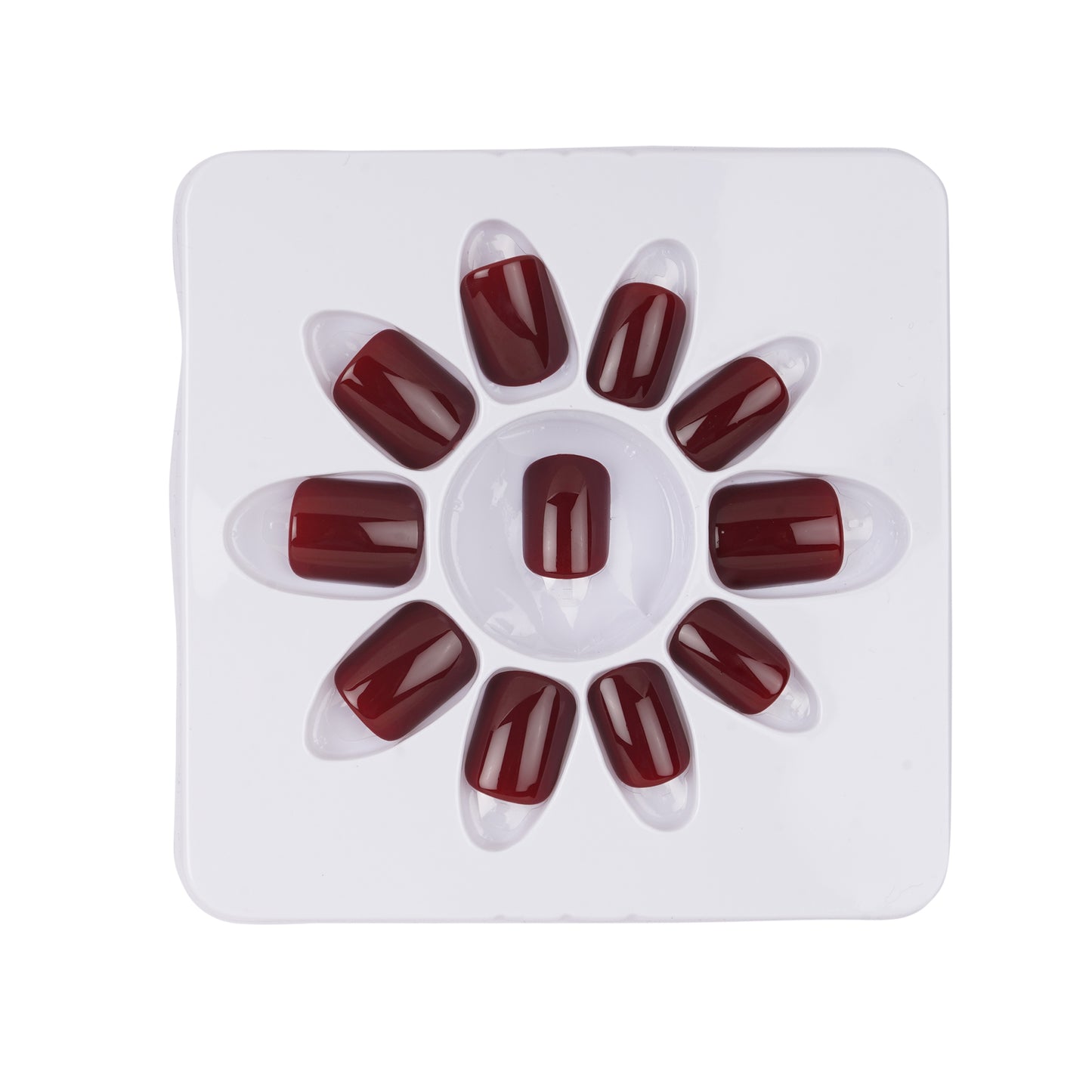 Stick On Nails | Dashing Diva Press Magic Brick Red, Cherry Wood Artificial Reusable Acrylic Press on Nails With Quick Dry Nail Glue, Pack of 2