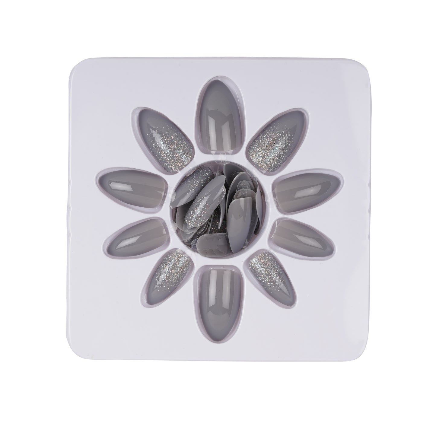 Stick On Nails | Dashing Diva Press Magic Brick Red, Dove Grey Reusable Acrylic Press on Nail Extension With Quick Dry Nail Glue, Pack of 2