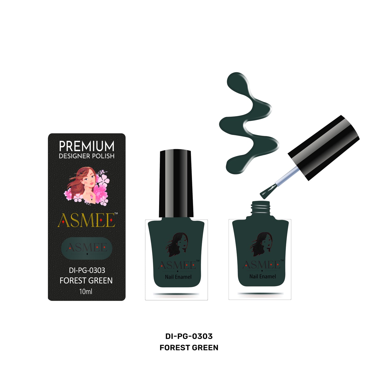 Asmee Combo of 3 Premium Gel Nail Polish - Forest Green, Carnation Pink, Mustard Yellow