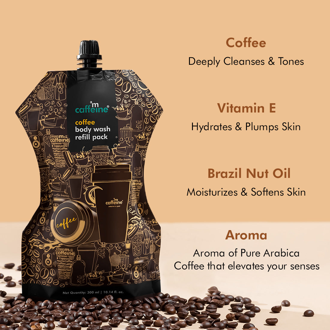 mCaffeine Coffee Body Wash Refill Pouch