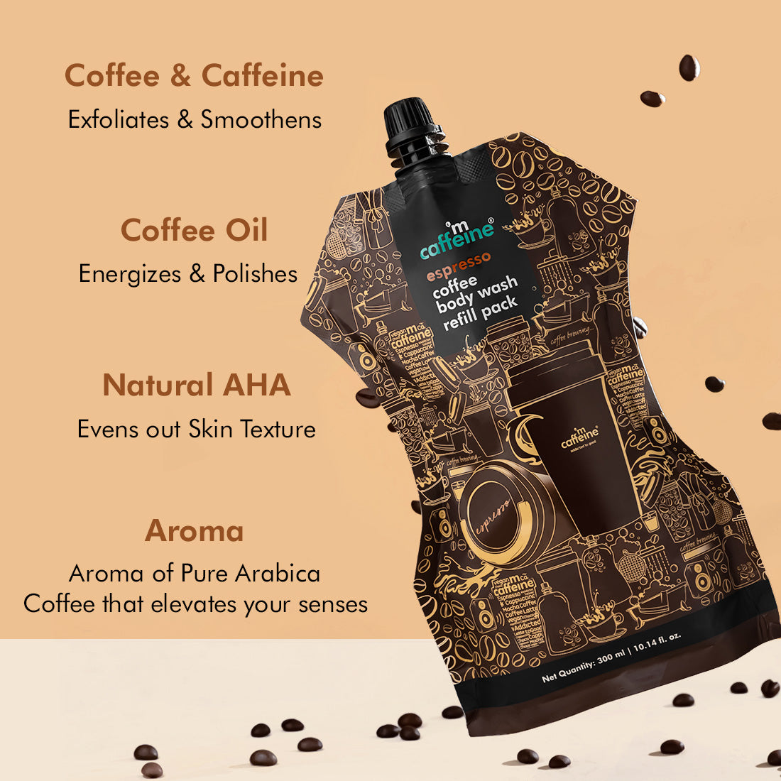 mCaffeine Espresso Coffee Body Wash Refill Pouch