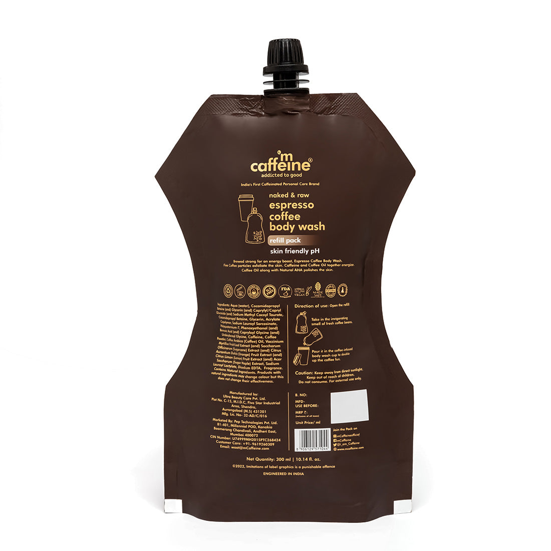 mCaffeine Espresso Coffee Body Wash Refill Pouch