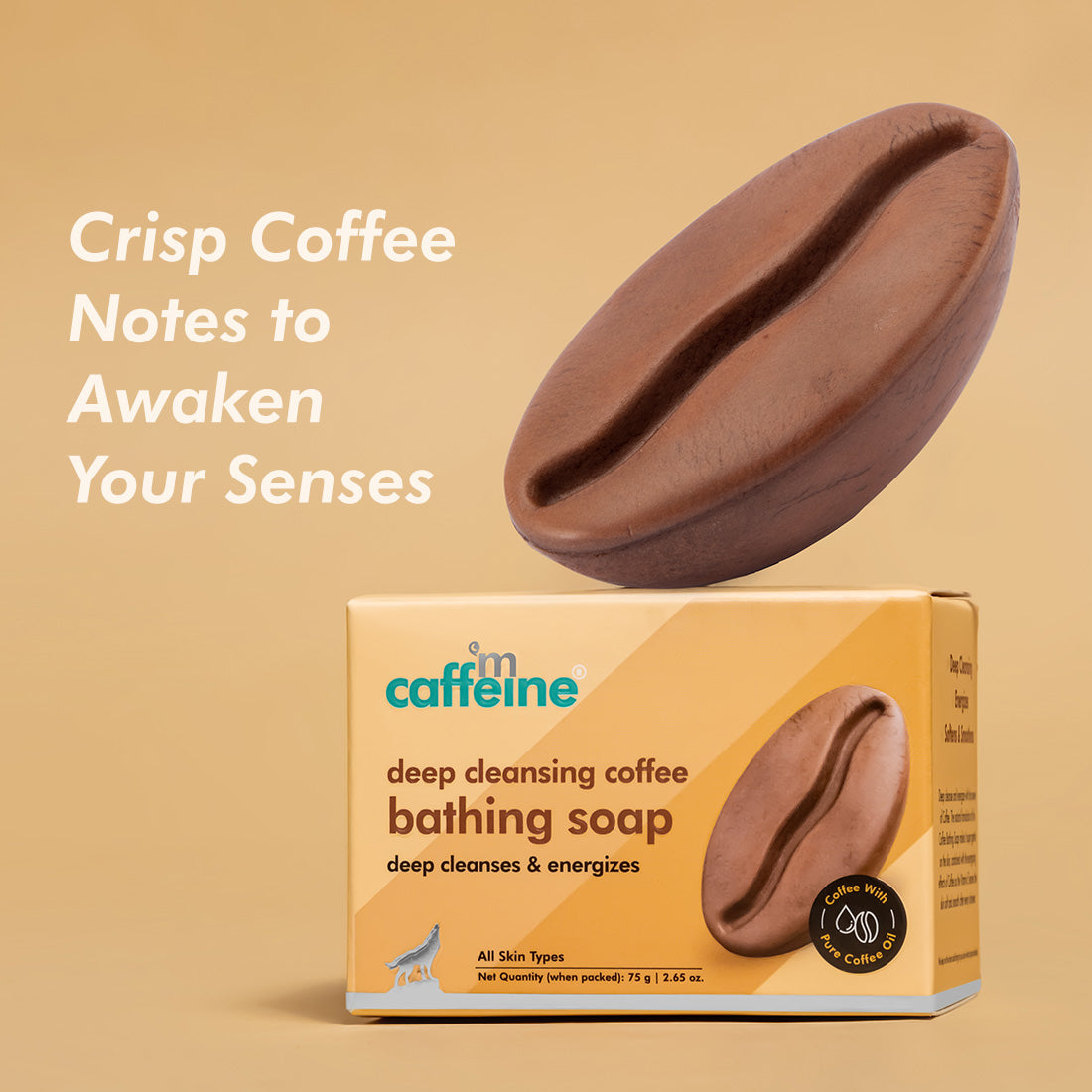 mCaffeine Deep Cleansing Coffee Soap with Vitamin E for Soft & Smooth Skin - Grade 1 Non Drying Soap