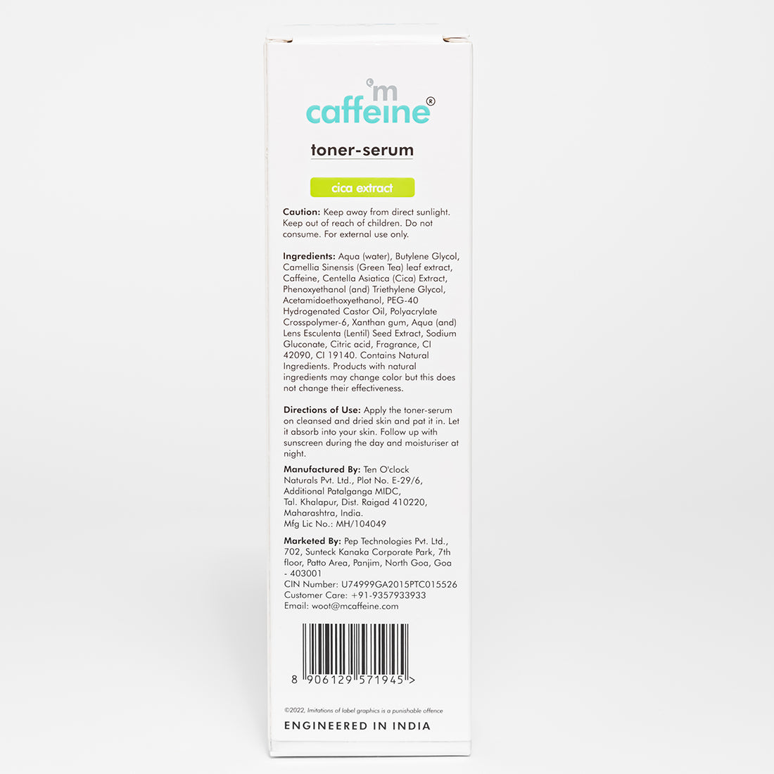 mCaffeine Cica 2in1 Toner-Serum with Green Tea - Calms & Tones Skin, Tightens Pores & Moisturizes