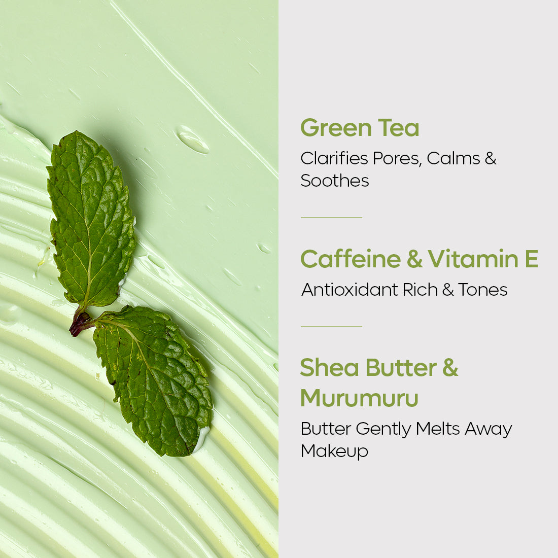 mCaffeine Green Tea Face Cleansing Butter - Shea Butter Makeup Remover- Moisturizing Face Cleanser