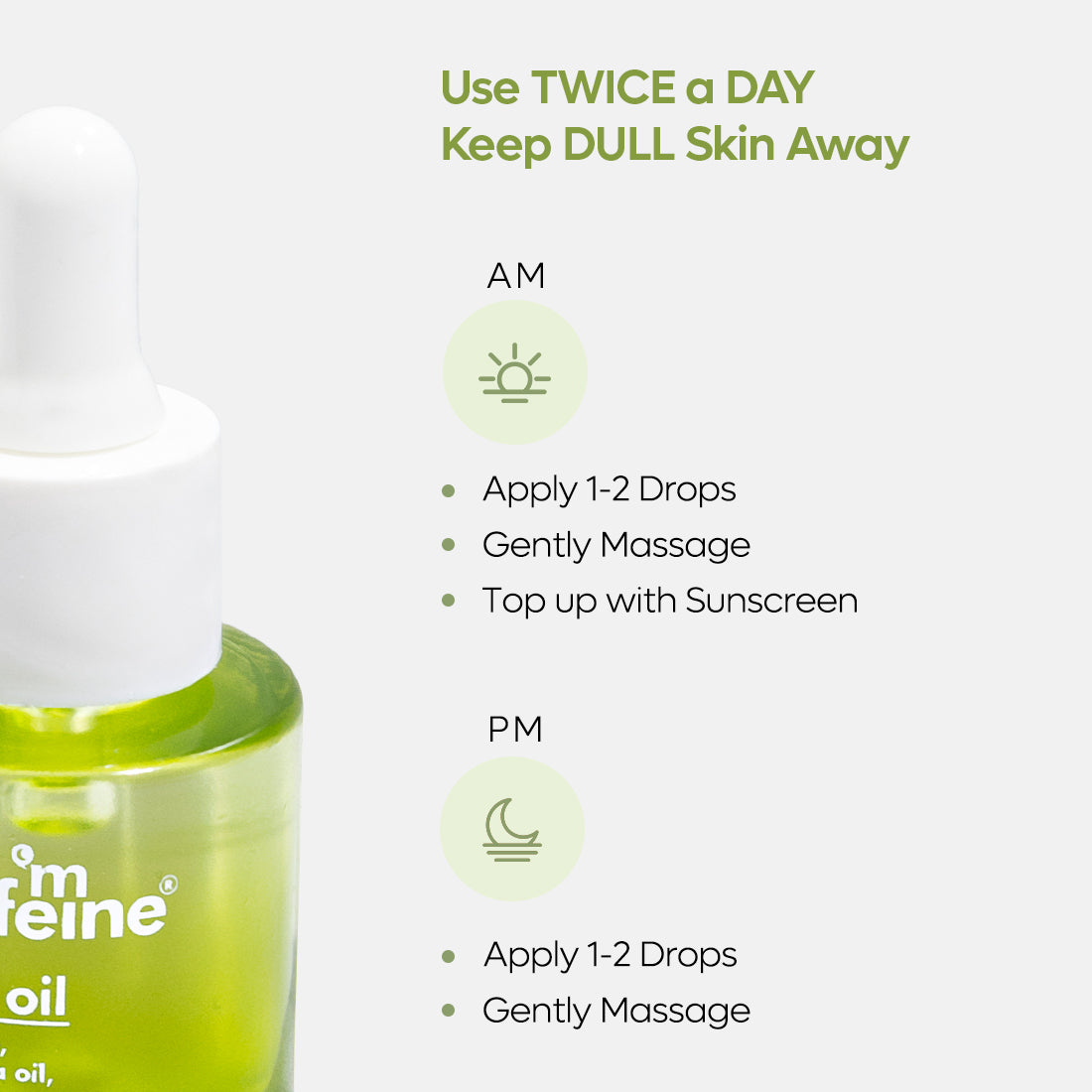 mCaffeine Green Tea & Squalane Face Oil for Dewy Glow - Hydrates, Reduces Dark Spots - Lightweight