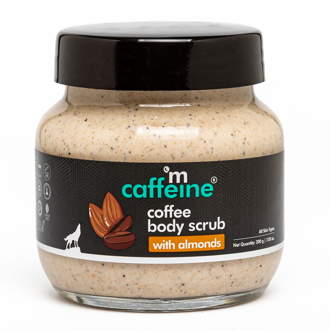 mCaffeine Creamy Coffee Body Scrub with Almonds - Moisturizes, Exfoliates, Removes Tan & Dry Skin