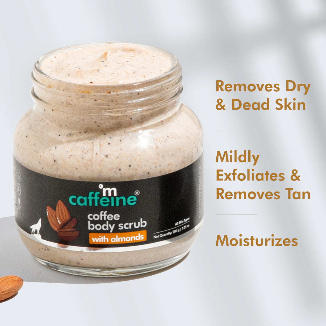 mCaffeine Creamy Coffee Body Scrub with Almonds - Moisturizes, Exfoliates, Removes Tan & Dry Skin
