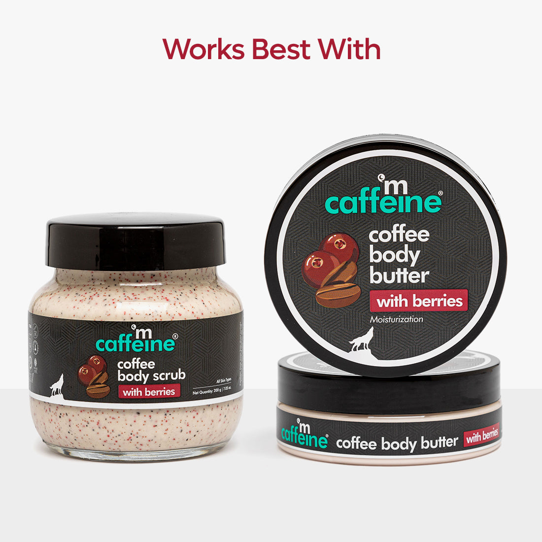 mCaffeine Creamy Coffee Body Scrub with Berries - Moisturizes, Exfoliates & Removes Tan & Dry Skin