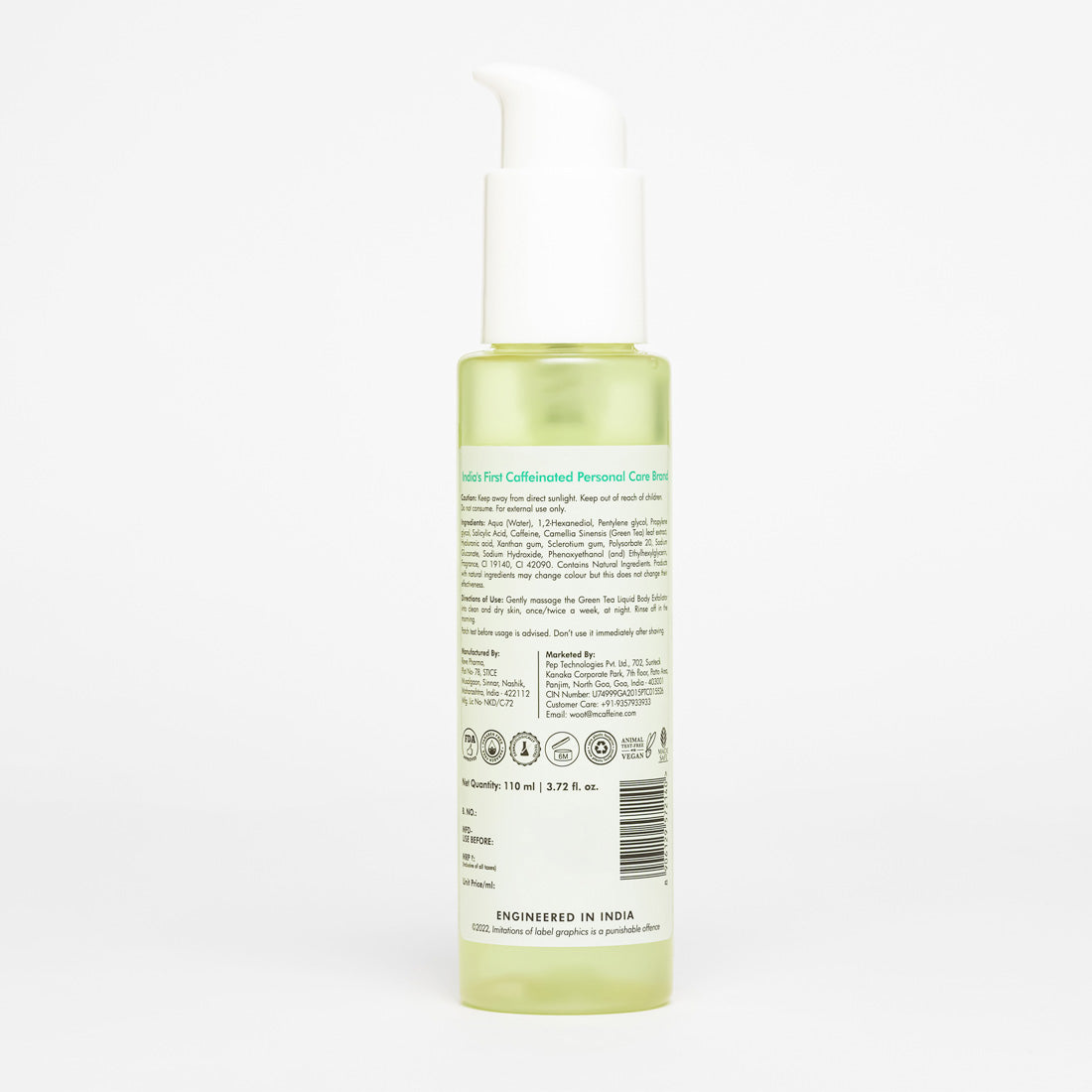 mCaffeine Body Exfoliator with BHA Salicylic acid- 2% & Green tea