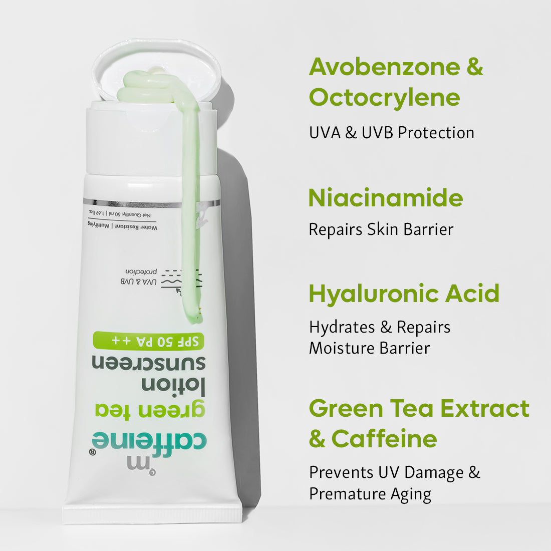 mCaffeine Green Tea Lotion Sunscreen SPF 50 PA ++