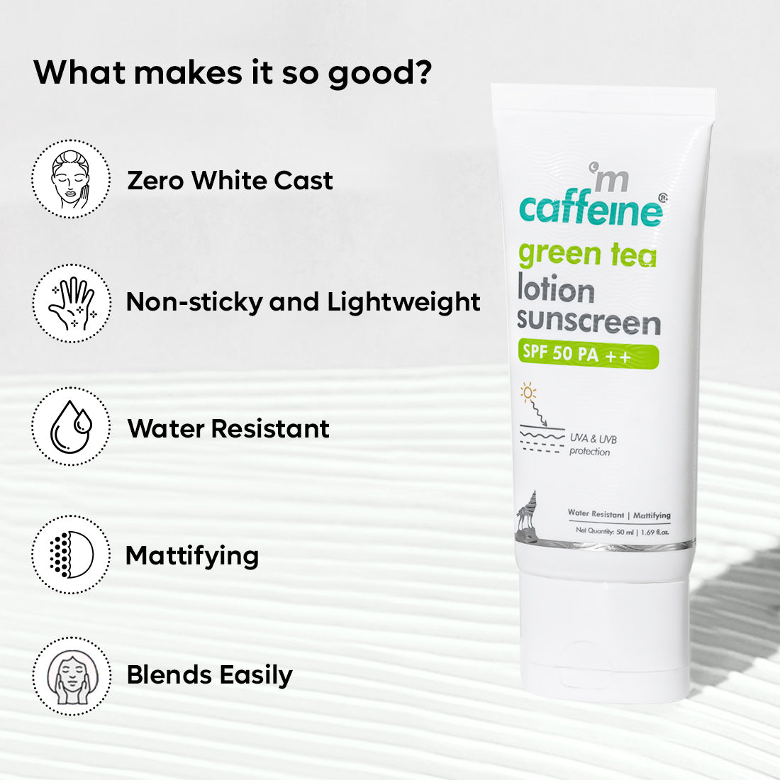 mCaffeine Green Tea Lotion Sunscreen SPF 50 PA ++