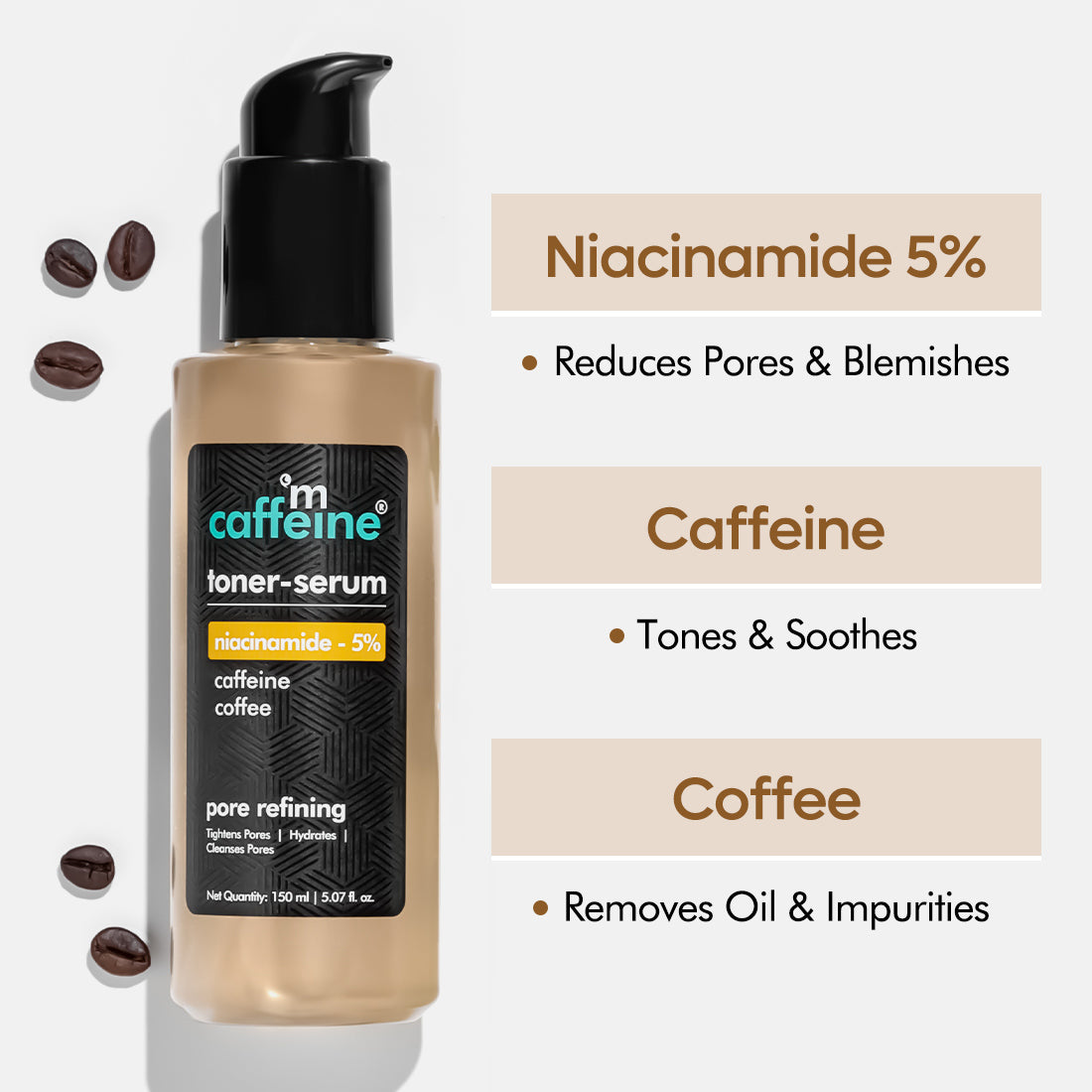 mCaffeine 5% Niacinamide 2in1 Toner-Serum with Coffee for Pore Tightening | Fades Blemishes