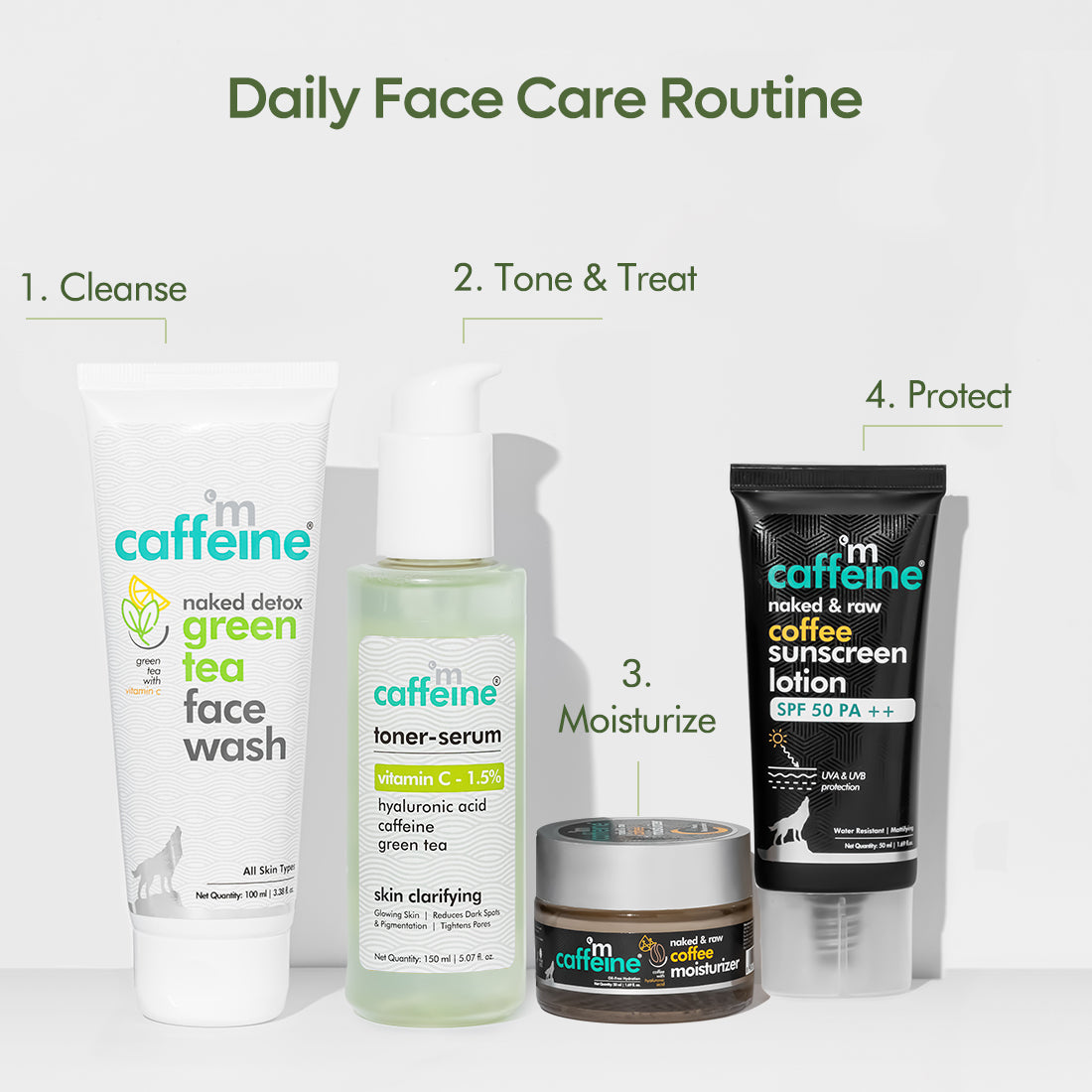 mCaffeine 1.5% Vitamin C 2in1 Toner-Serum with Green Tea for Glowing Skin - Reduces Dark Spots