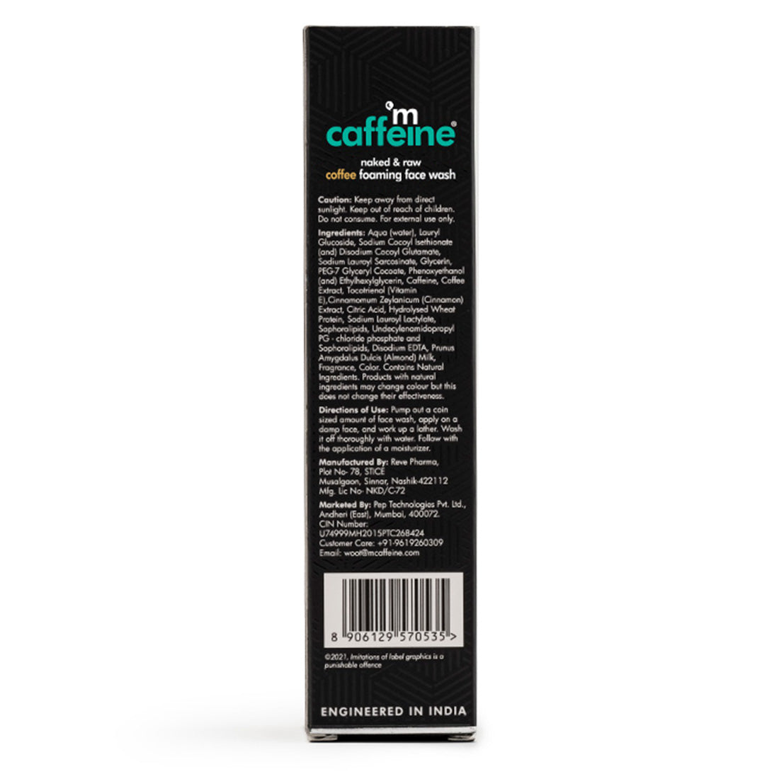 mCaffeine Anti Acne Coffee Foaming Face Wash - Oil & Pimple Control Cleanser with Cinnamon & Vitamin E