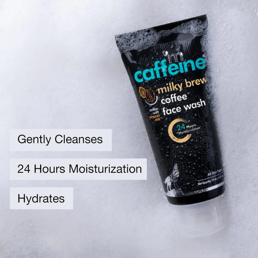 mCaffeine Coffee & Milk Face Wash for 24Hr Moisturization - Soap Free Cleanser with Shea Butter & Almond Milk