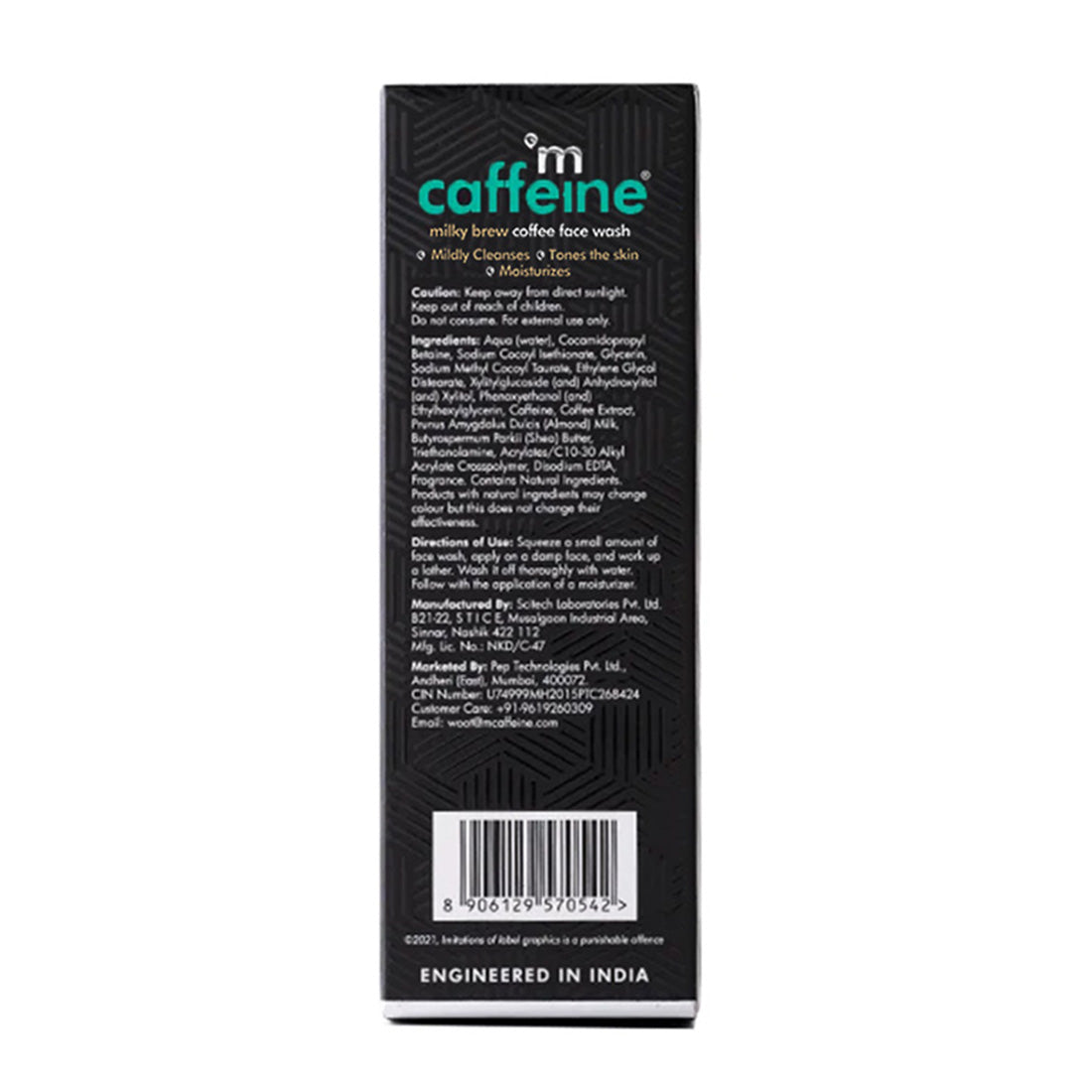 mCaffeine Coffee & Milk Face Wash for 24Hr Moisturization - Soap Free Cleanser with Shea Butter & Almond Milk