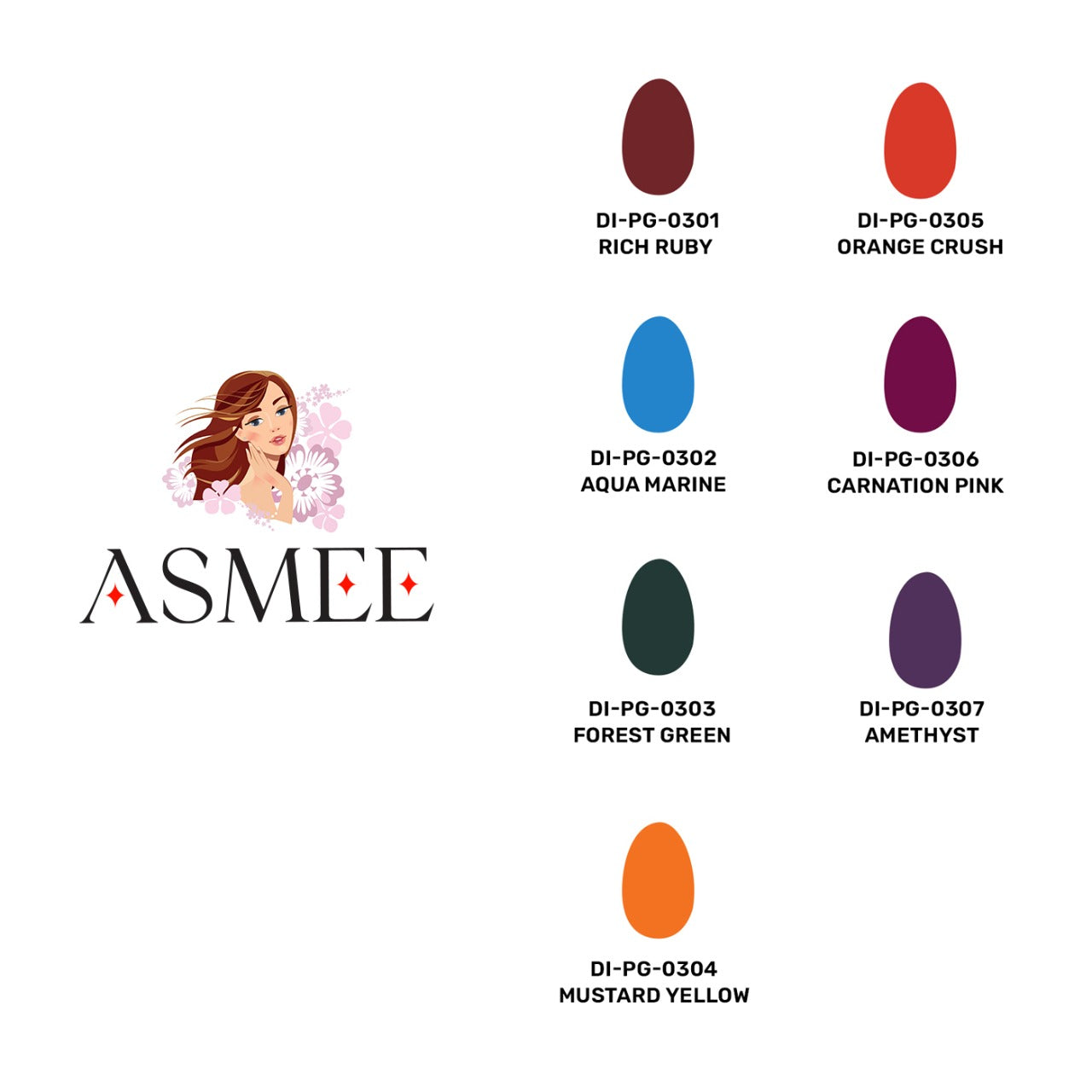 Asmee Combo of 3 Premium Gel Nail Polish - Forest Green, Carnation Pink, Mustard Yellow